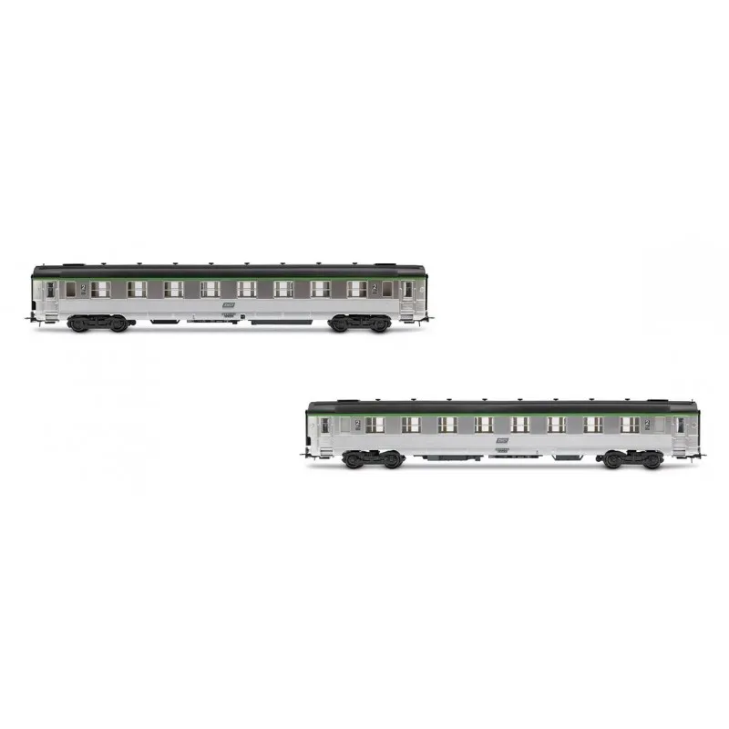 Lot de 2 voitures de tourisme DEV Inox (abrégé), SNCF. JOUEF HJ4177