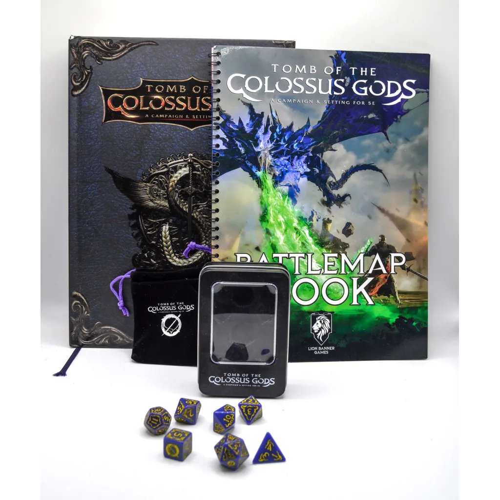 Lot Massif 5e : Dieux Colossaux + Livre de Cartes de Bataille + Dés