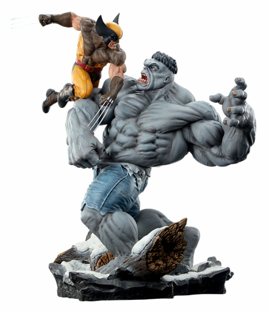 Marvel statuette grey hulk vs wolverine 58 cm