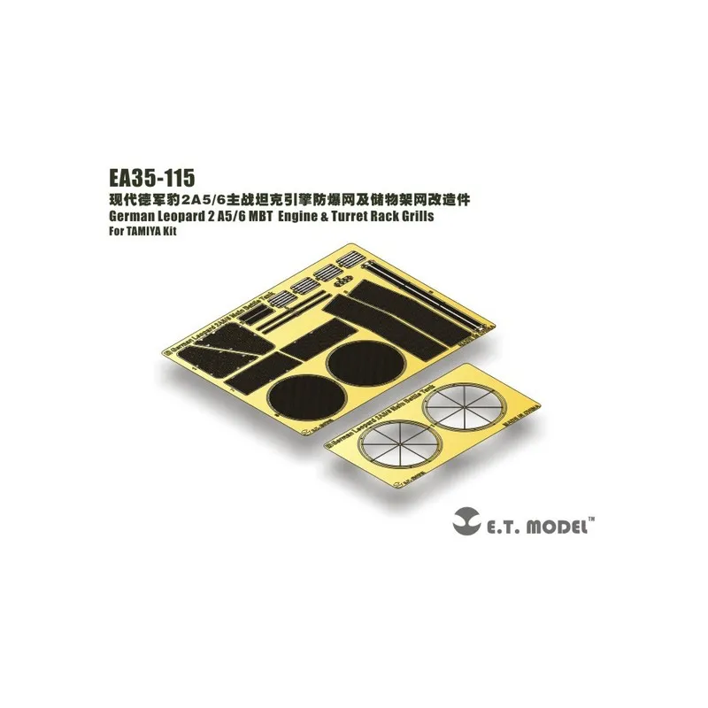 Photodécoupée : MBT Leopard 2 A5 / German A6 - Grilles pour moteur et tourelle. E.T. MODEL EA35-115