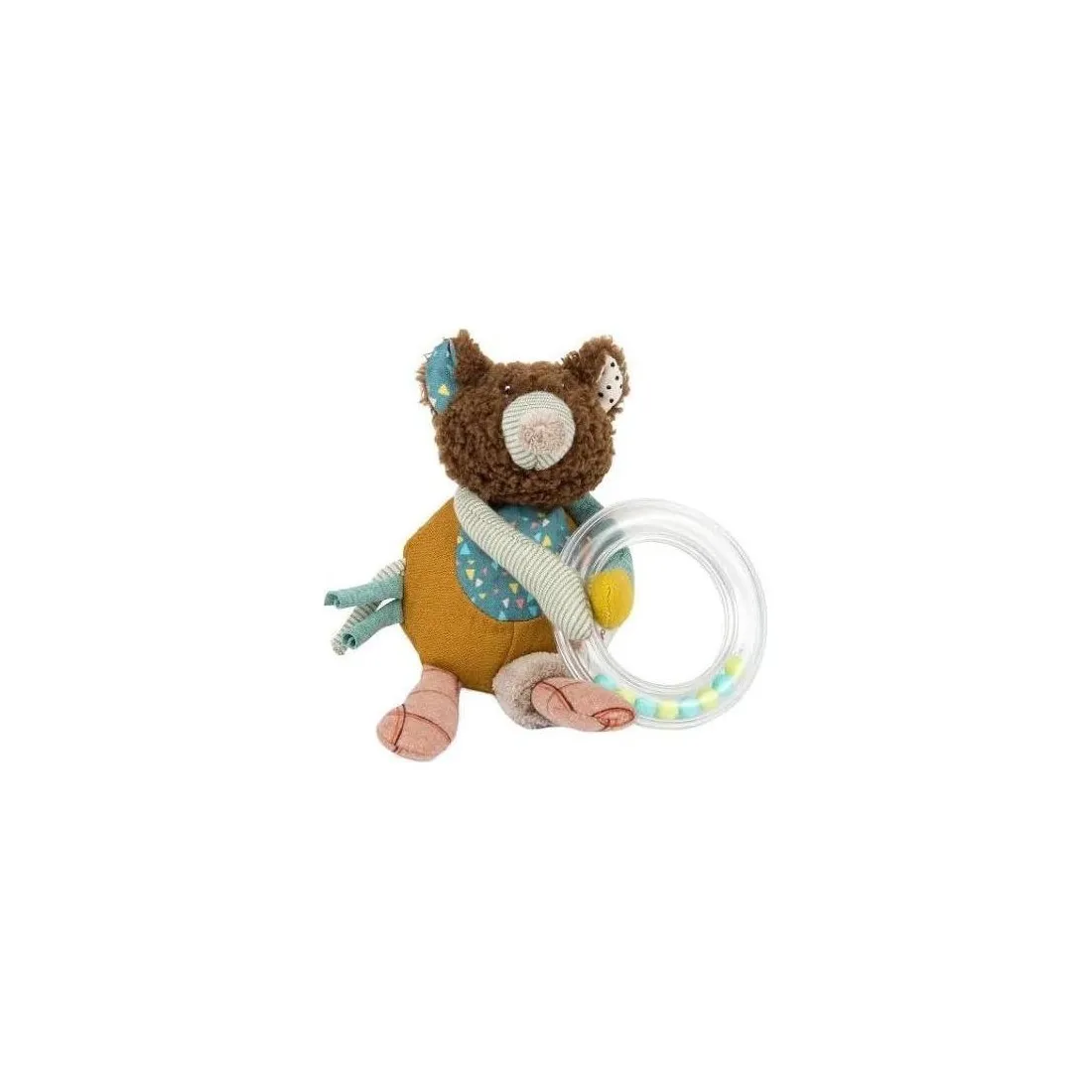 Hochet anneau billes ours Les Jolis trop beaux Moulin Roty