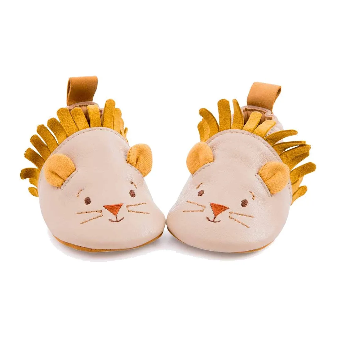 Chaussons cuir lion beige Sous mon baobab 12/18 m - Moulin Roty
