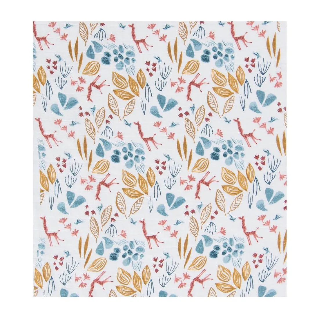 Set de 3 langes imprimés (bleu/girafe/animaux) Sous mon baobab - Moulin Roty