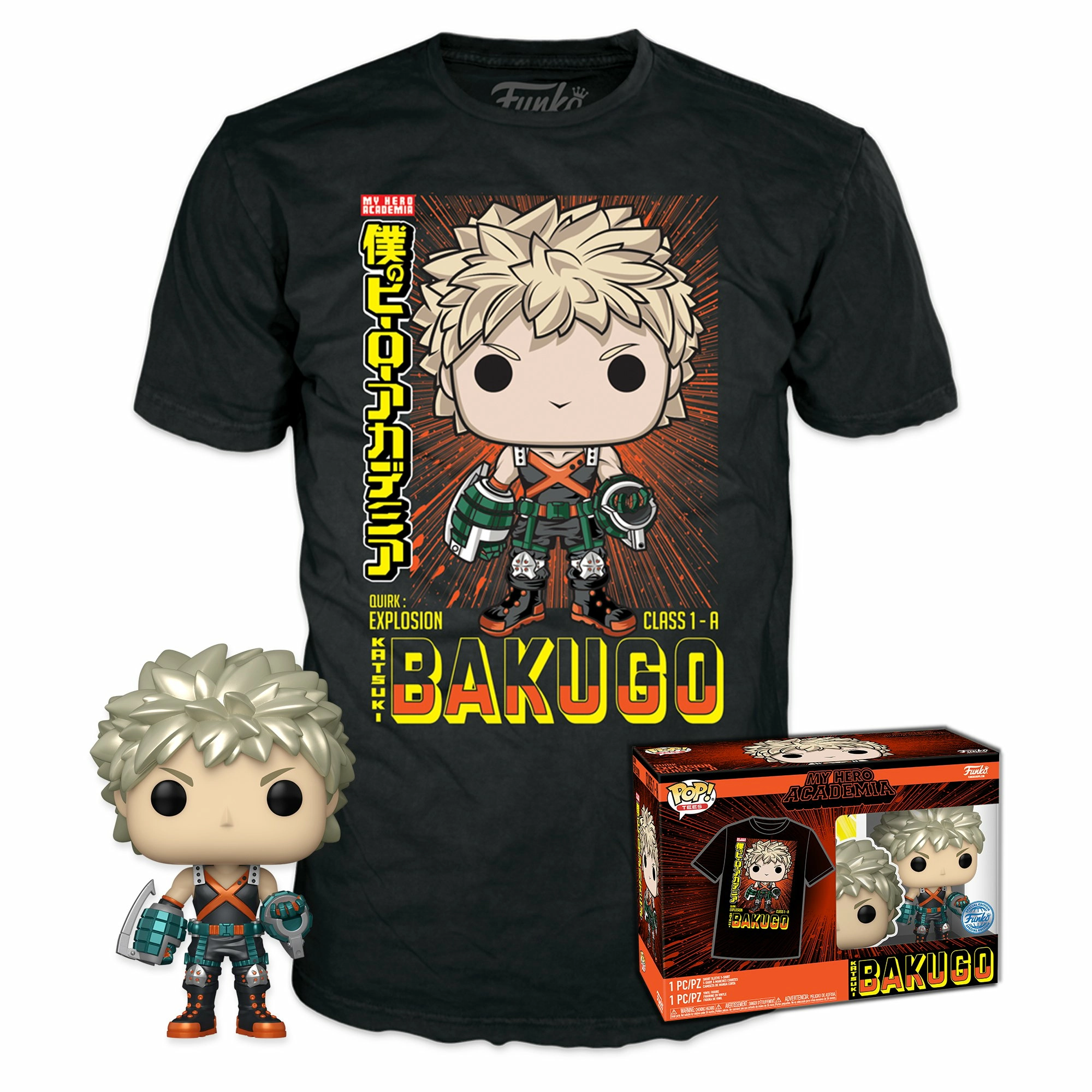 My hero academia - booble head pop n° 249 - bakugo (mt) +t-shirt (l)