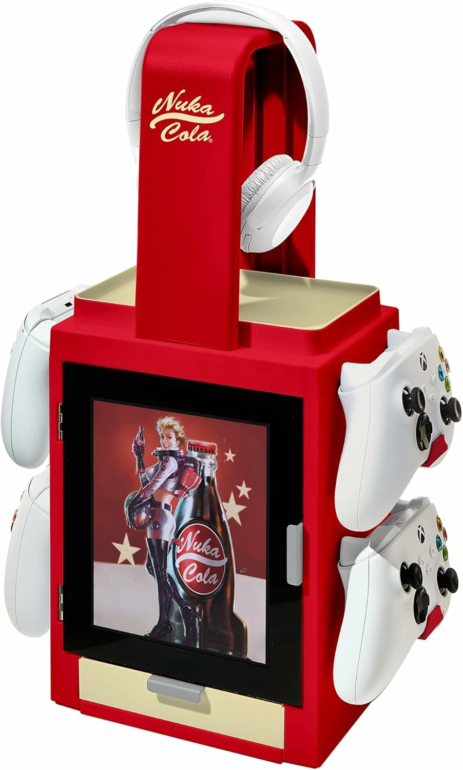 Numskull - fallout - meuble de rangement lumineux inspiré de nuka cola pour 4 manettes - 10 jeux - 1 casque