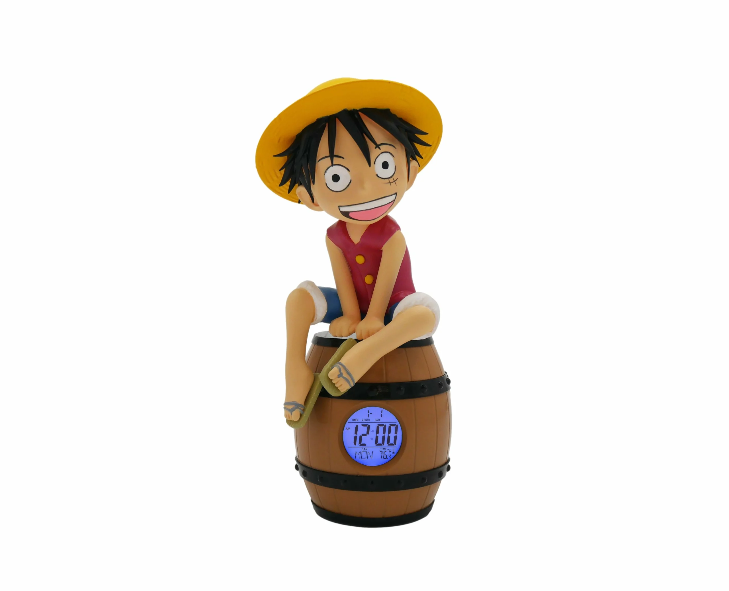 One piece - luffy sur tonneau - réveil lumineux led - 17 cm