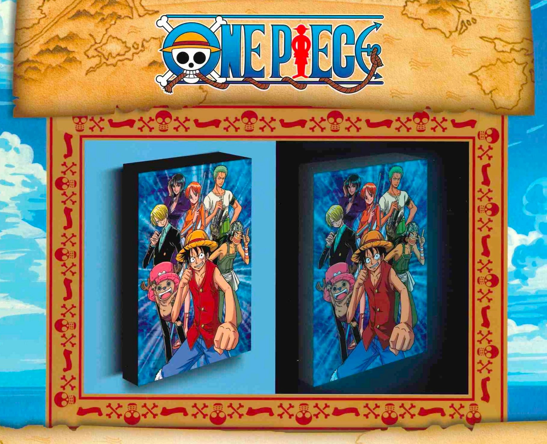 One piece - luffy with friends - canvas lumineux 40x30 cm