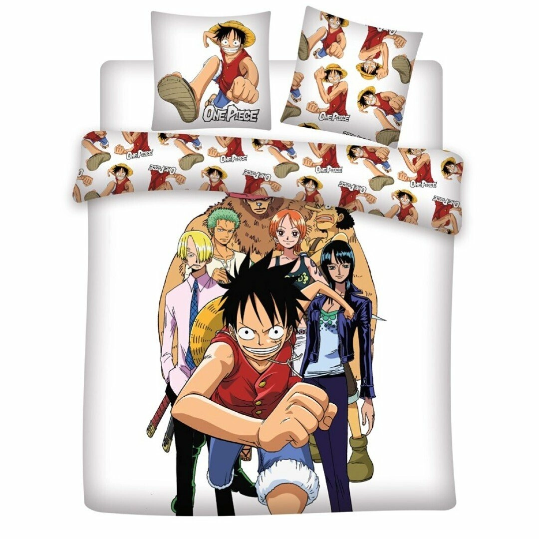 One piece - parure de lit 240x220cm + 2x65x65cm - equipage de luffy