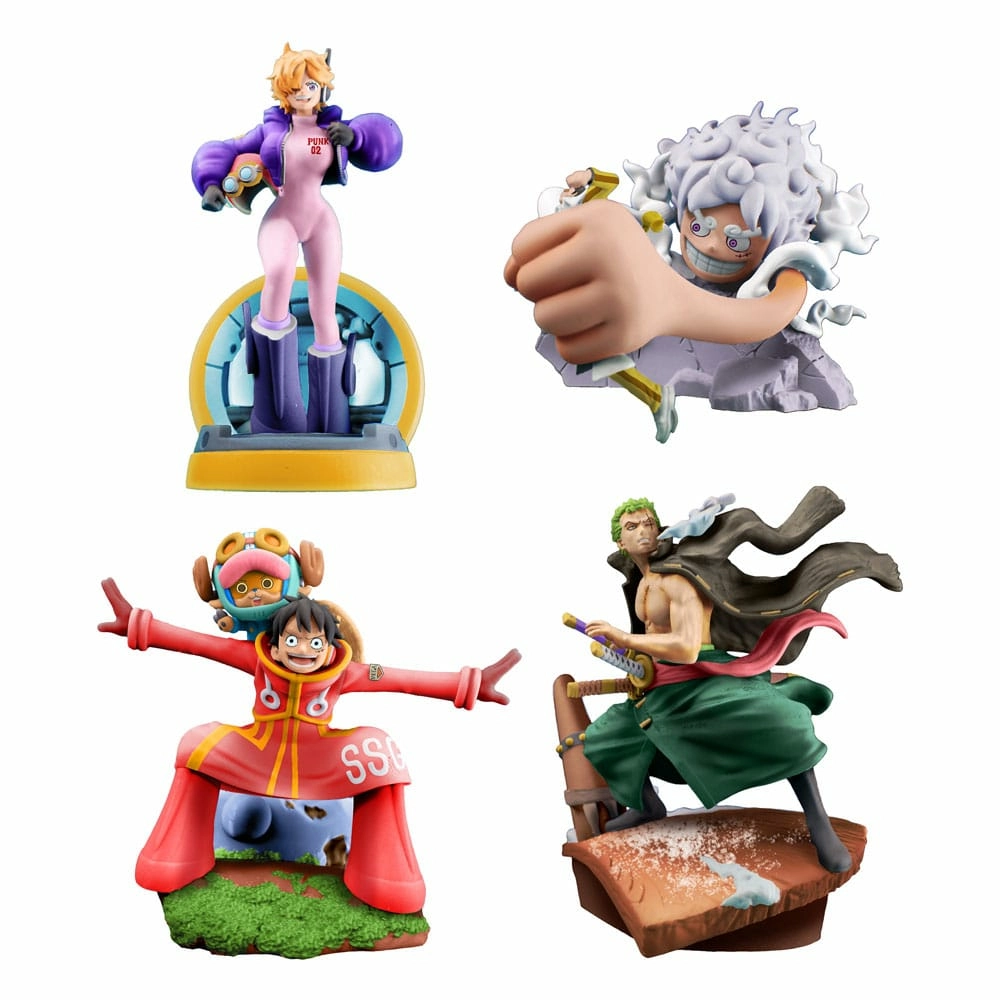 One piece petitrama set figurines pvc logbox re birth egghead set 9 cm