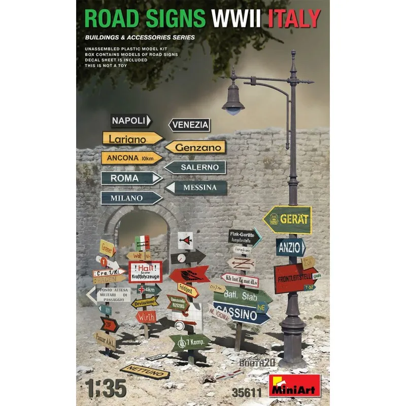 Panneaux routiers de l’Italie pendant la Seconde Guerre mondiale. MINIART 35611