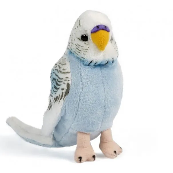 Peluche Perruche ondulée bleue avec son 13.5 cm