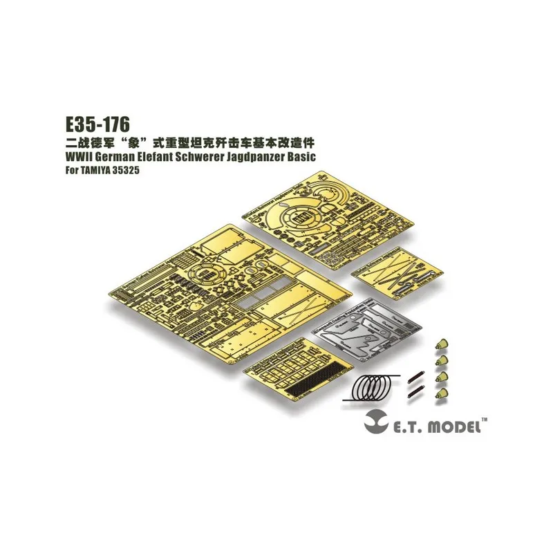 Photo-gravée : Destroyer de chars allemand Elefant WWII - Jeu de base. E.T. MODEL E35-176