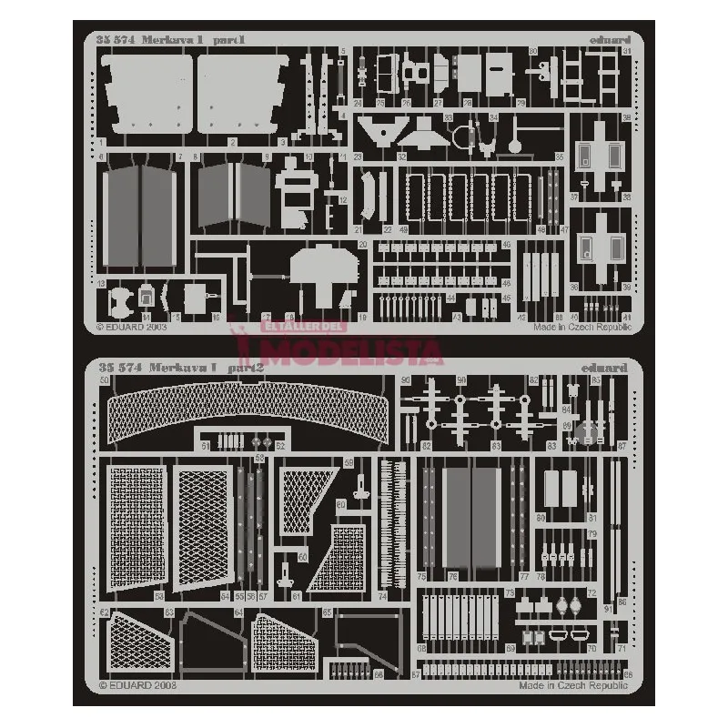 Zone photodécoupée : Merkava Mk.I (TAMIYA 35127). EDUARD 35574
