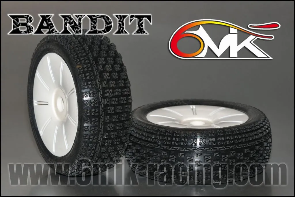 Pneu 6Mik BANDIT 15/25° ULTRA Montés-Collés sur jantes blanches (la paire) - TU81525 - Pièces et Options 6Mik