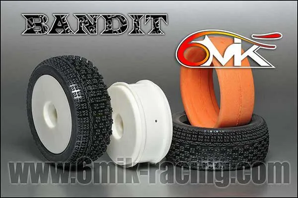 Pneu 6Mik BANDIT 0/18° + Jante Blanche + Insert non collé (la paire) - TK80018 - Pièces et Options 6Mik