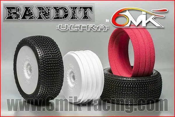 Pneu 6Mik BANDIT 15/25° + Jante Blanche + Insert Ultra non collé (la paire) - TKU81525 - Pièces et Options 6Mik