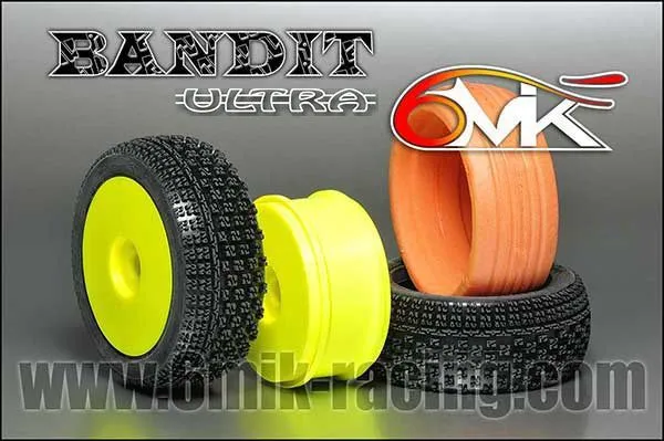 Pneu 6Mik BANDIT 0/18° + Jante Jaune + Insert Ultra non collé (la paire) - TKUY80018 - Pièces et Options 6Mik