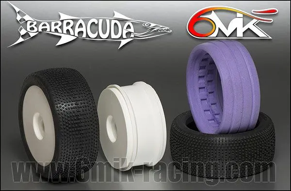 Pneu 6Mik BARRACUDA 0/18° + Jante Blanche + Insert non collé (la paire) - TK140018 - Pièces et Options 6Mik