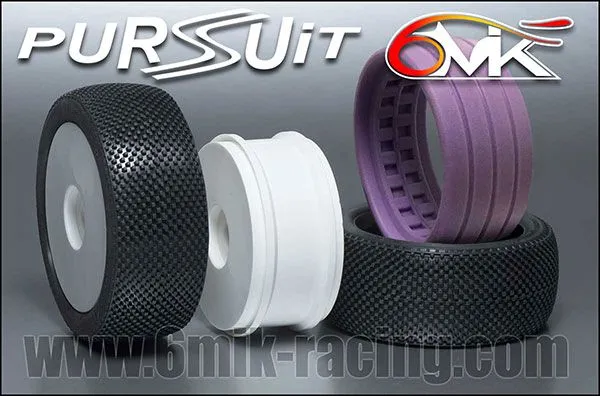 Pneu 6Mik PURSUIT 0/18° + Jante Blanche + Insert Orange Souple non collé (la paire) - TKU120018 - Pièces et Options 6Mik