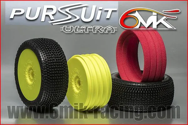Pneu 6Mik PURSUIT 15/25° + Jante Jaune + Insert Ultra non collé (la paire) - TKUY121525 - Pièces et Options 6Mik