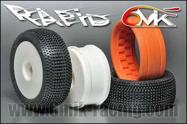 Pneu 6Mik RAPID 0/18° + Jante Blanche + Insert non collé (la paire) - TK100018 - Pièces et Options 6Mik