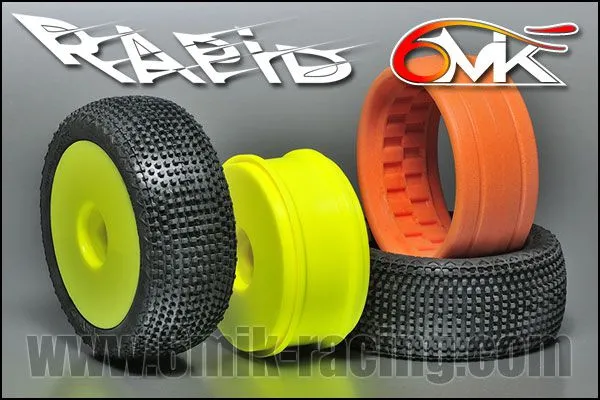 Pneu 6Mik RAPID CS + Jante Jaune + Insert orange dur non collé (la paire) - TK10CS - Pièces et Options 6Mik