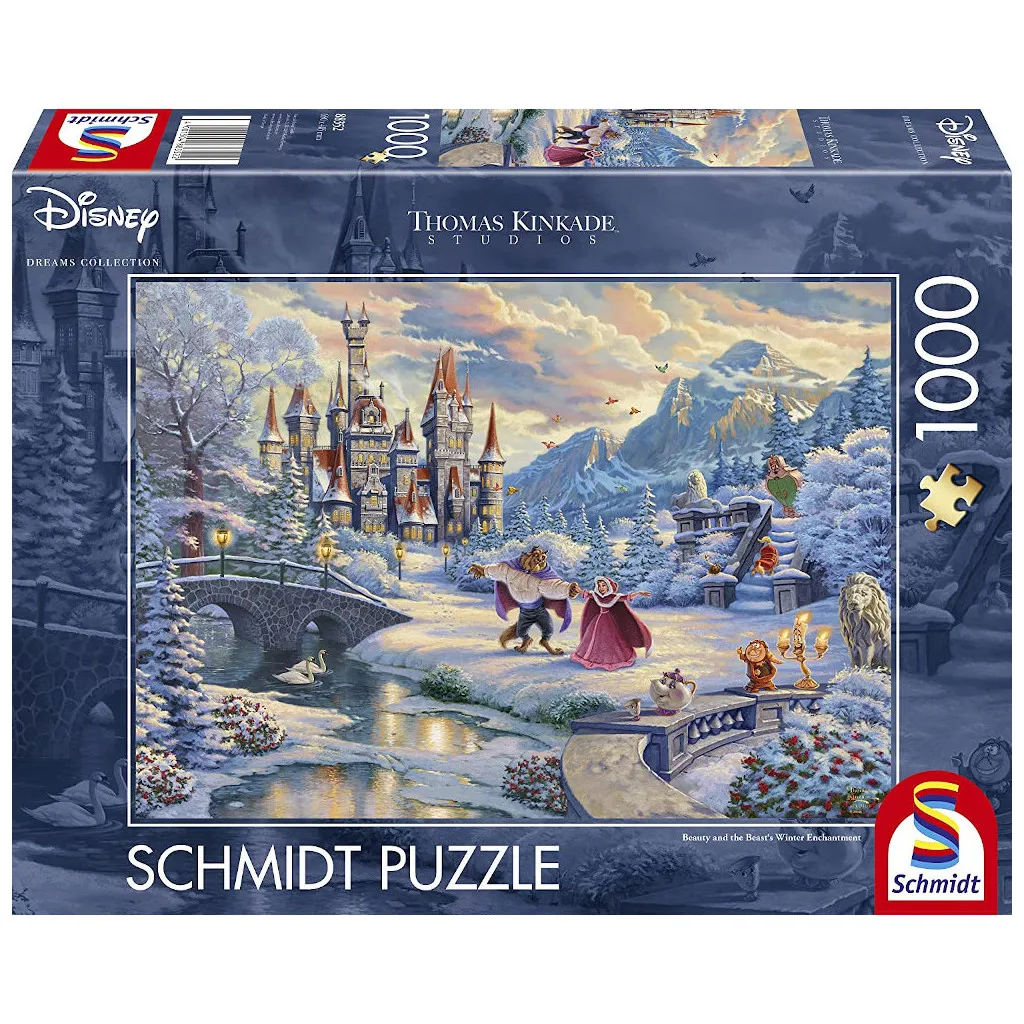Puzzle Disney Kinkade - La Belle et la Bête - Enchantement Hivernal - 1000 pièces