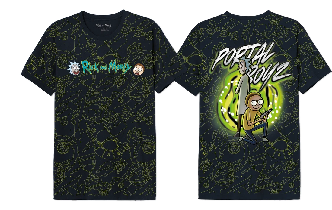 Rick et morty - portal boyz - t-shirt oversize homme (s)
