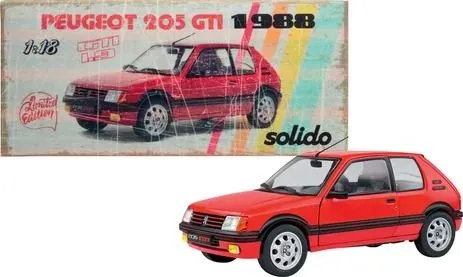 Solido Peugeot 205 Gti 1.9K Mk 1 Rouge Vallelunga 1988 - Véhicules De Collection