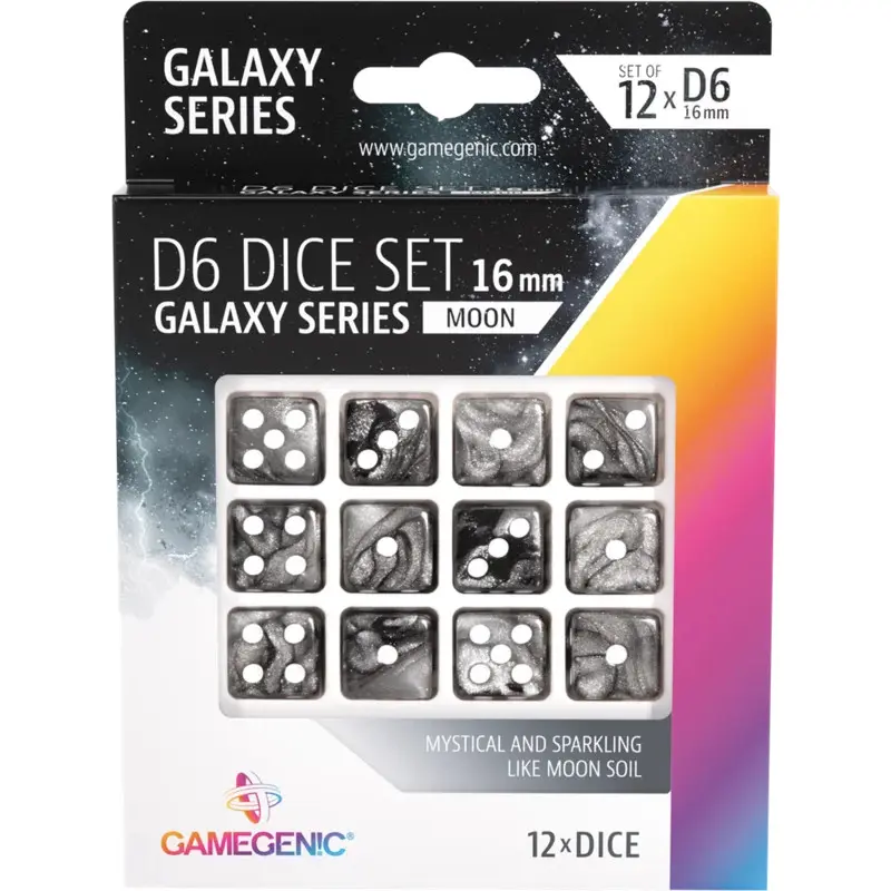 Set de Dés 6 - Galaxy Series - Moon (X 12) 16mm