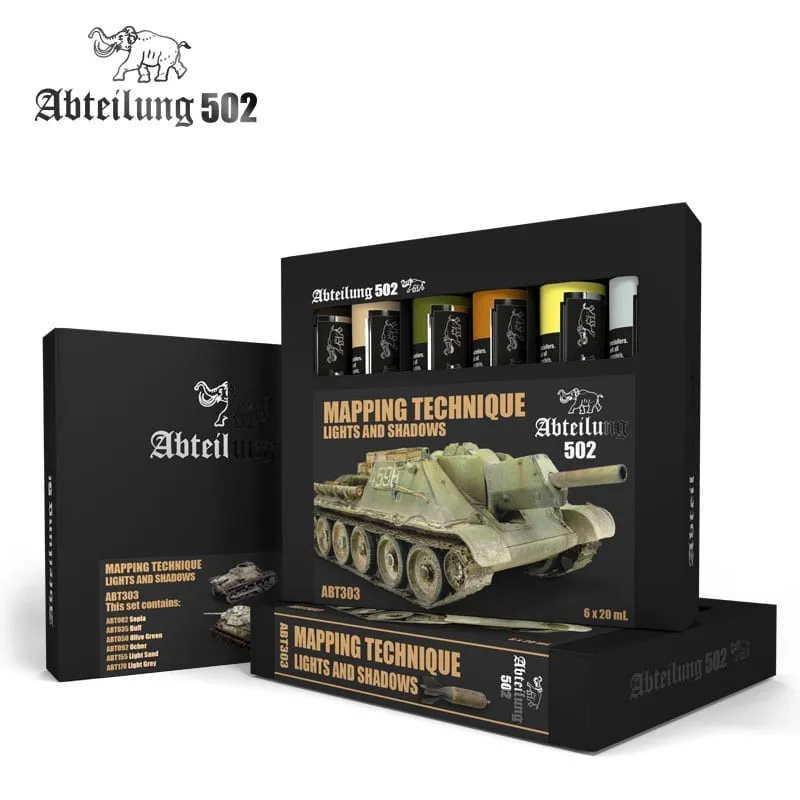 Ensemble d’ombres et de lumières, technique de mapping (6x20ml). ABTEILUNG 502 ABT303