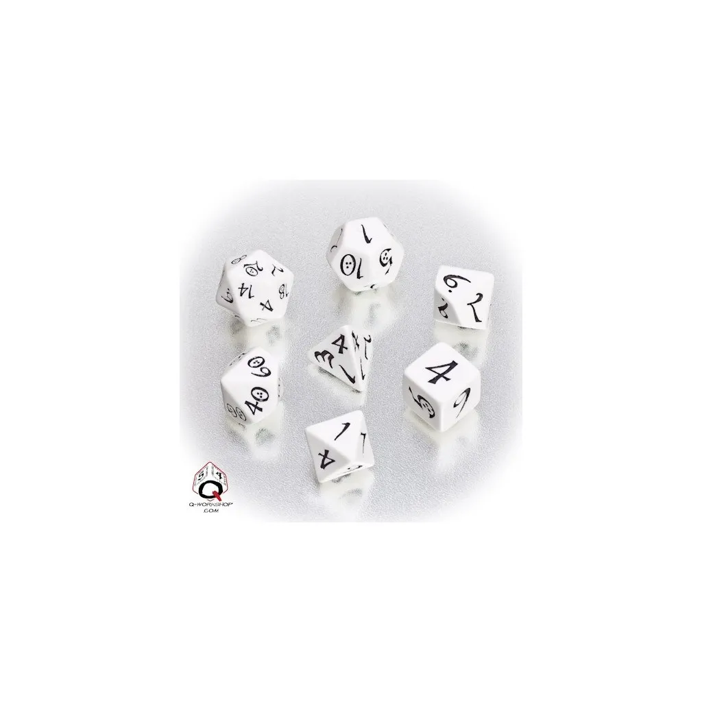 Set de dés elfe Blanc et Noir Classic