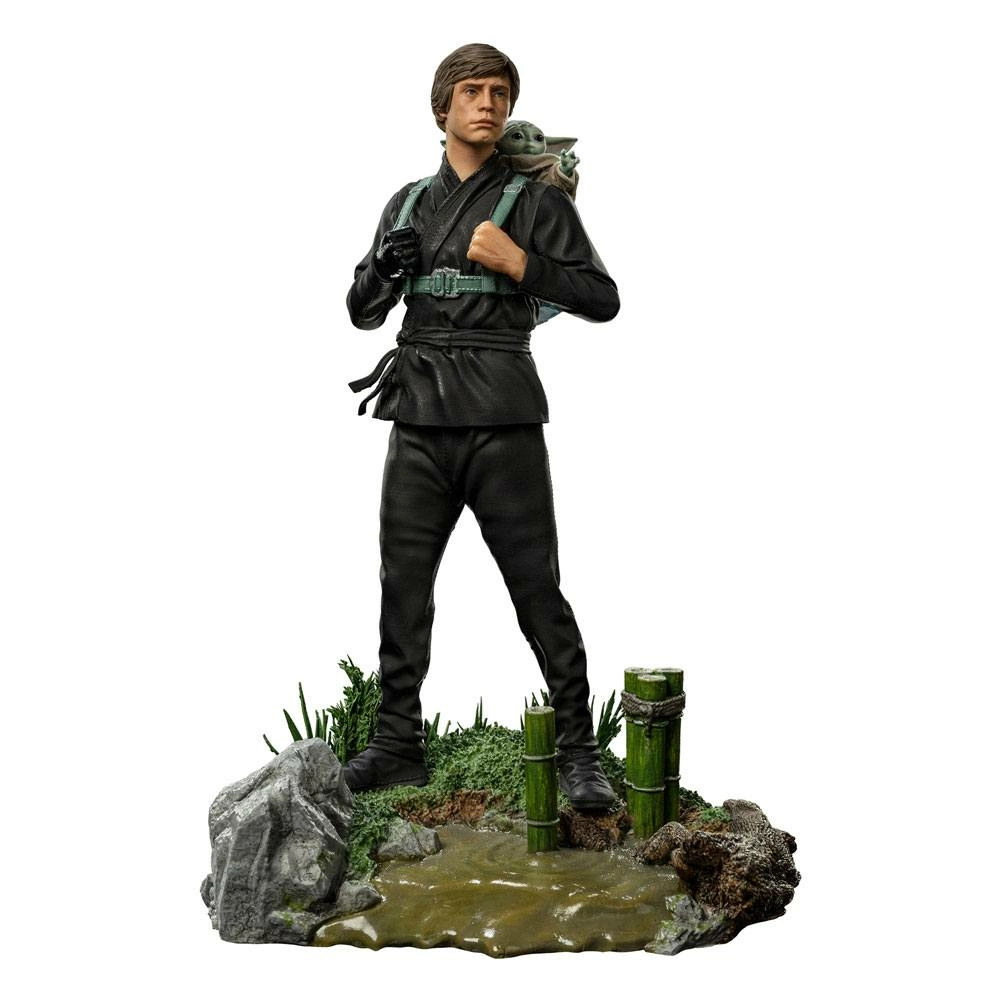 Star wars book of boba fett statuette 1/10 art scale luke skywalker & grogu training 20 cm