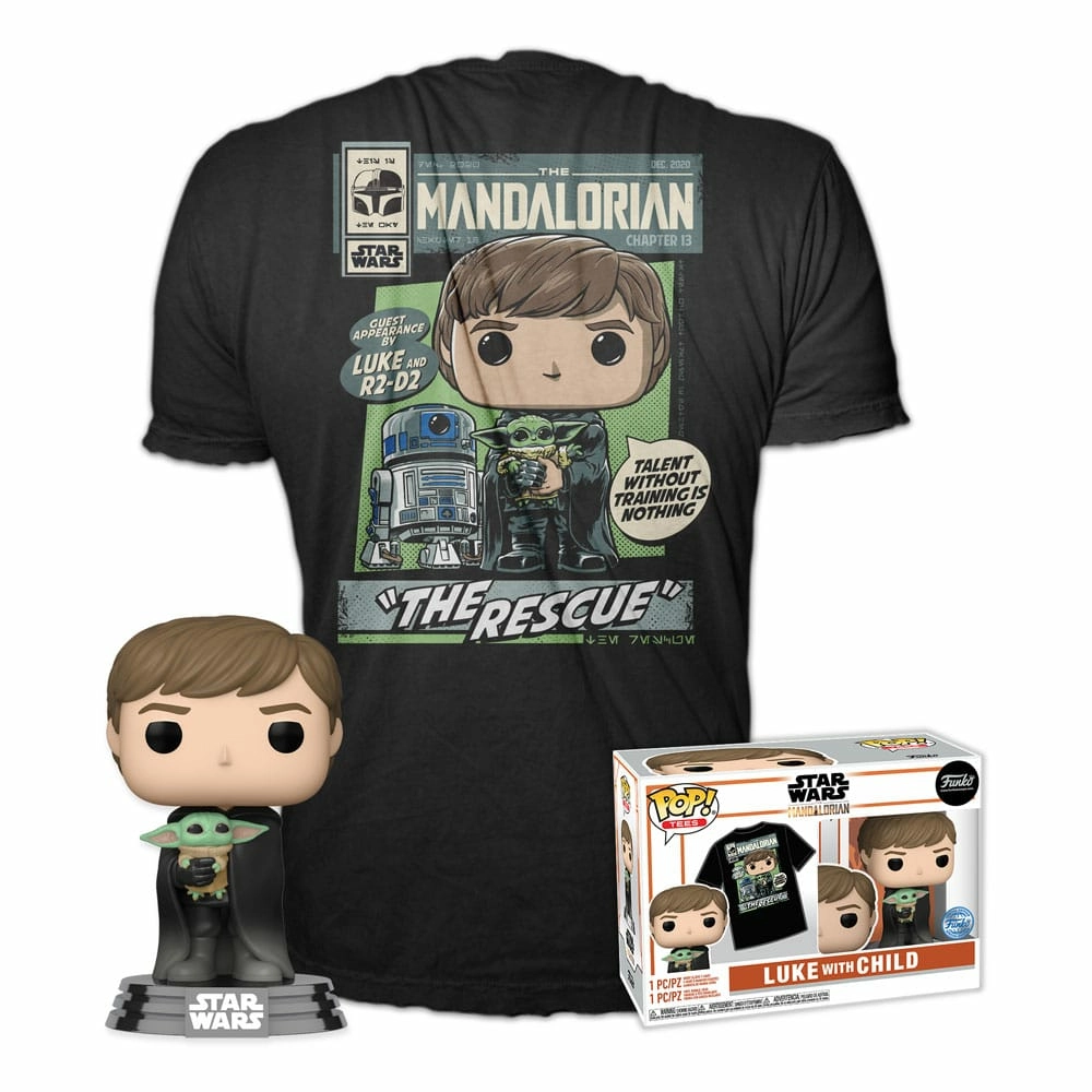 Star wars the mandalorian pop! & tee set figurine et t-shirt luke & child (m)