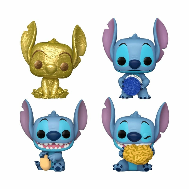 Stitch holiday 2024 pack 4 porte-clés pocket pop! vinyl dreidel box 4 cm