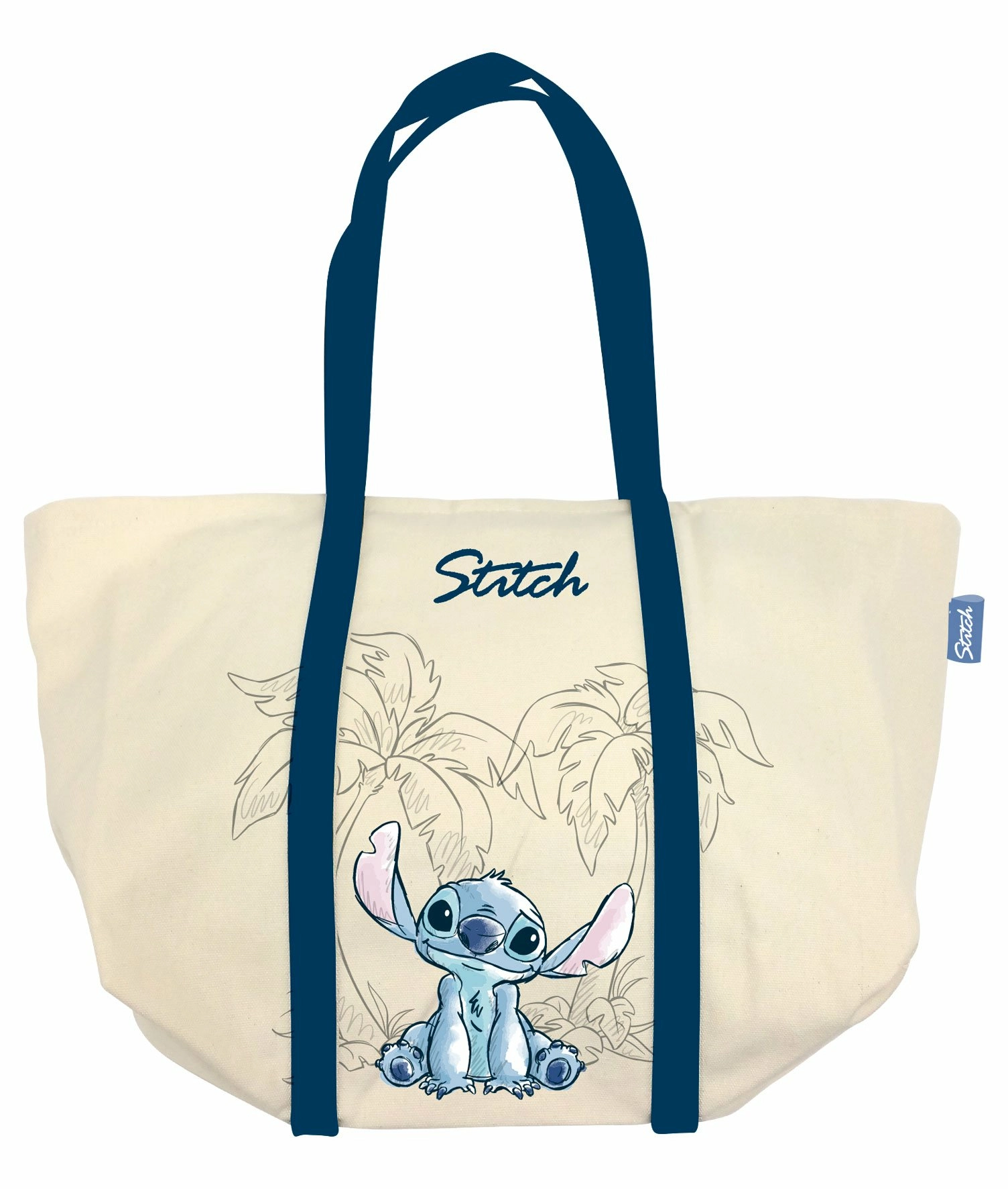 Stitch - ohana & blue - grand sac en toile - 35x31x20cm