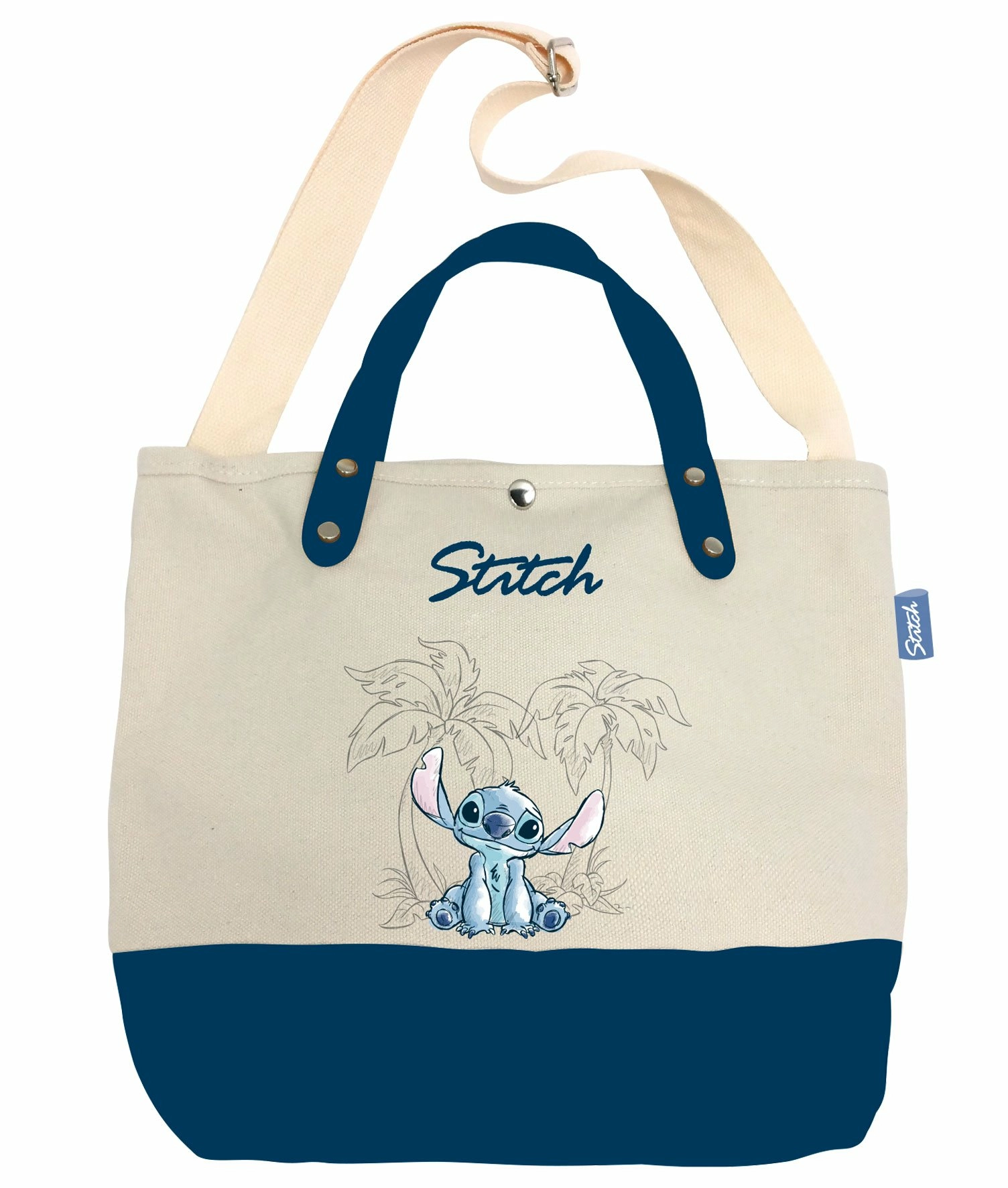 Stitch - ohana & blue - grand sac en toile - 37x26x11cm