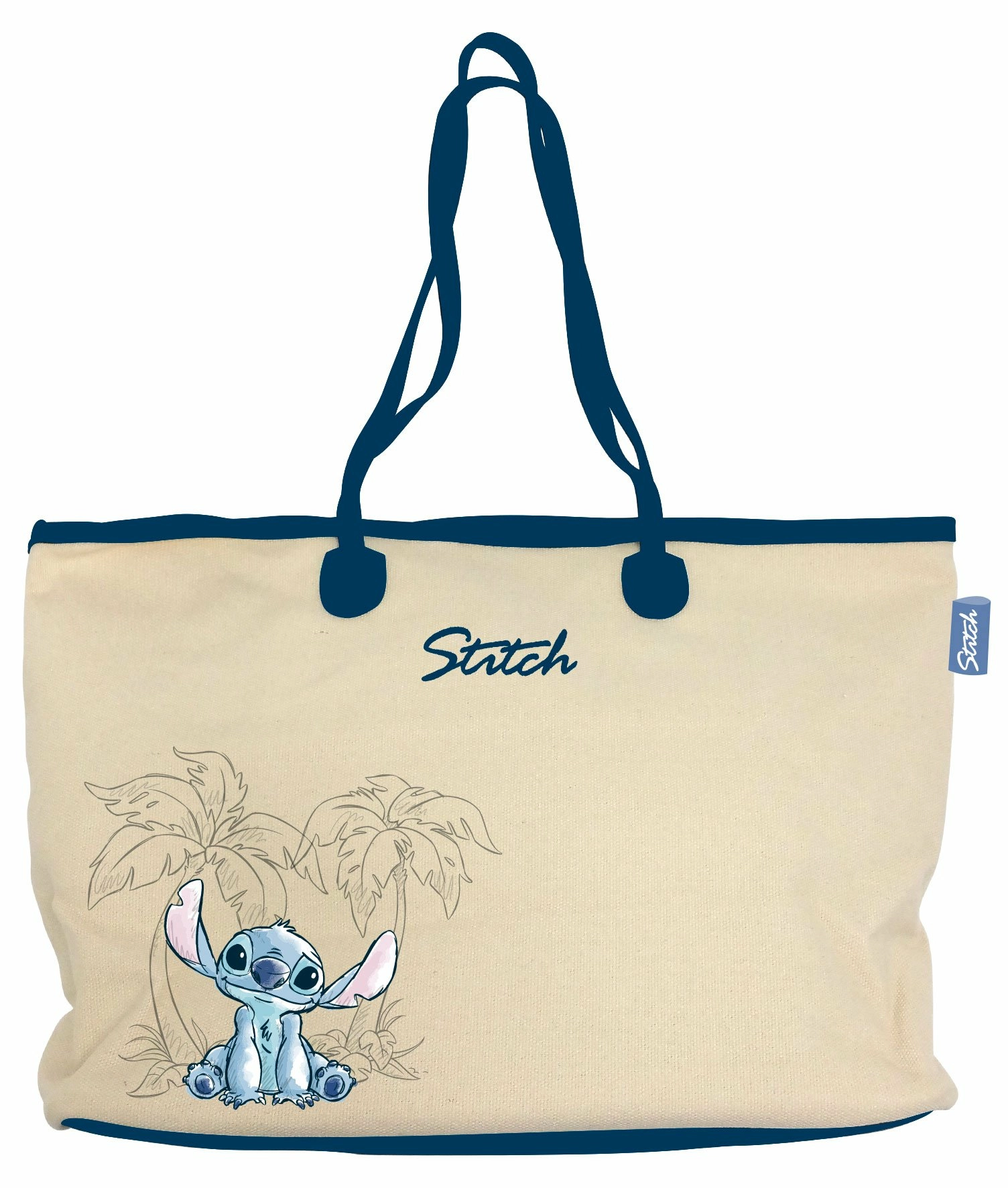 Stitch - ohana & blue - grand sac en toile - 37x27x16cm