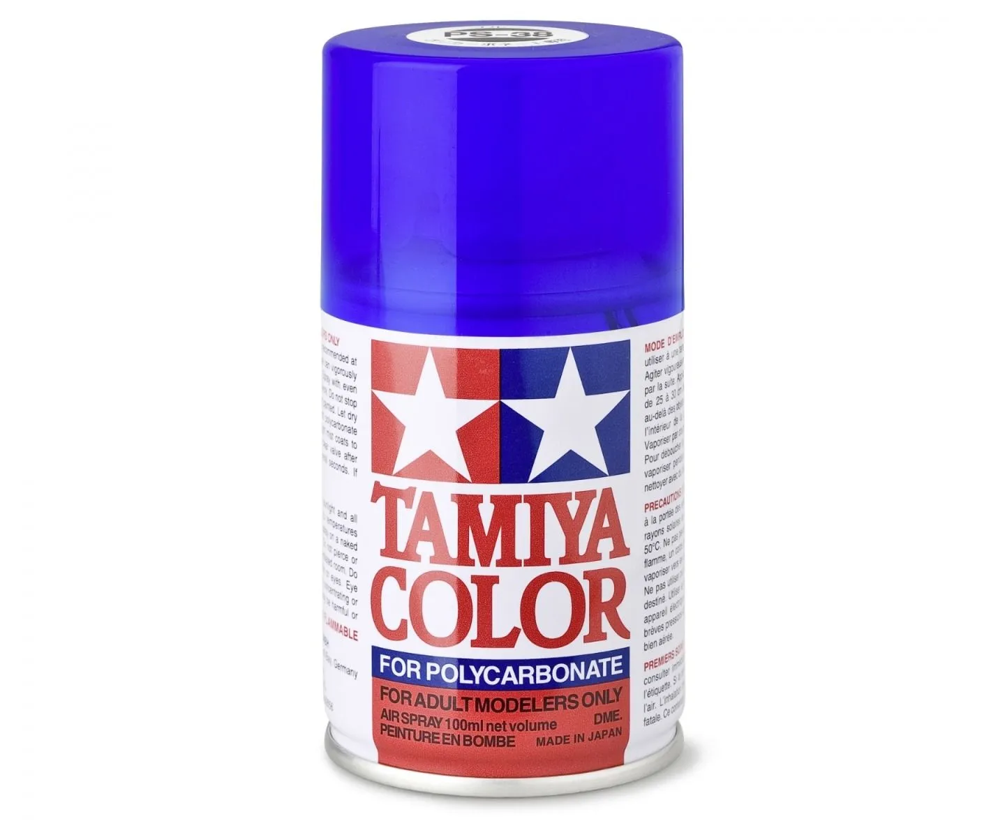 PS38 BLEU TRANSLUCIDE Tamiya : Bombe peinture spray 100ml