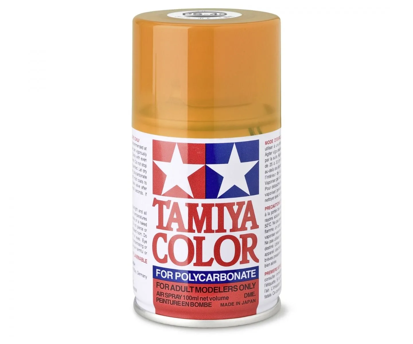 PS43 ORANGE TRANSLUCIDE Tamiya : Bombe peinture spray 100ml