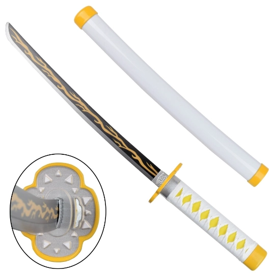 Tanto mini katana - inspiré du katana de zenitsu agatsuma (demon slayer) + support plastique