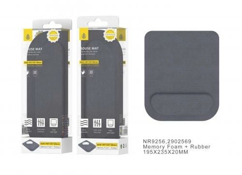 Tapis de souris 19,5 x 23,5 cm avec repose-poignet - nr9256 - gris