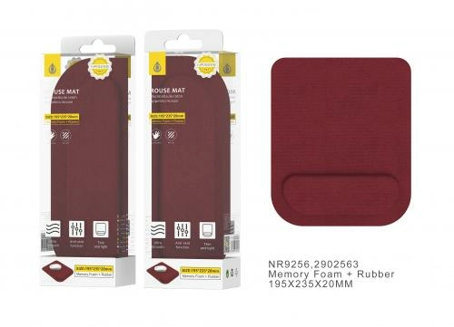 Tapis de souris 19,5 x 23,5 cm avec repose-poignet - nr9256 - rouge