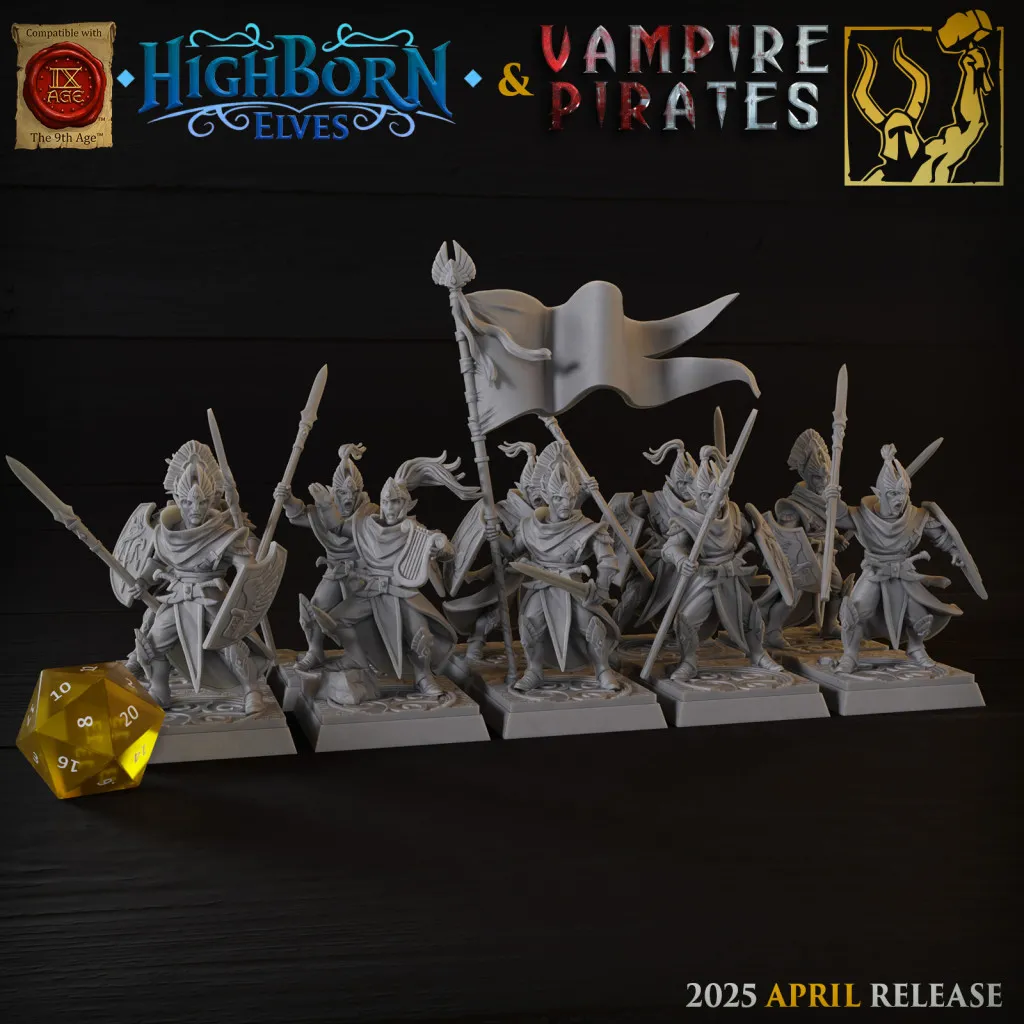 Titan Forge – Highbornes Elves – Warriors with Spears & Shield