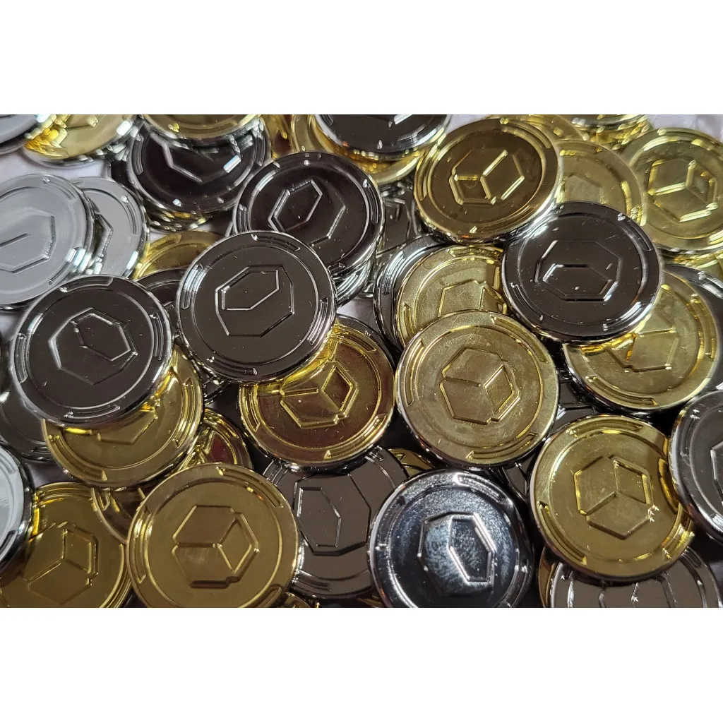 Twilight Imperium - Ensemble de jetons métalliques recto/verso pour marchandises et biens commerciaux - Brillant