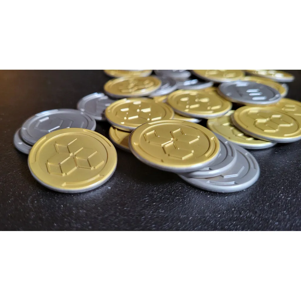 Twilight Imperium - Ensemble de jetons métalliques recto/verso pour marchandises et biens commerciaux - Mat