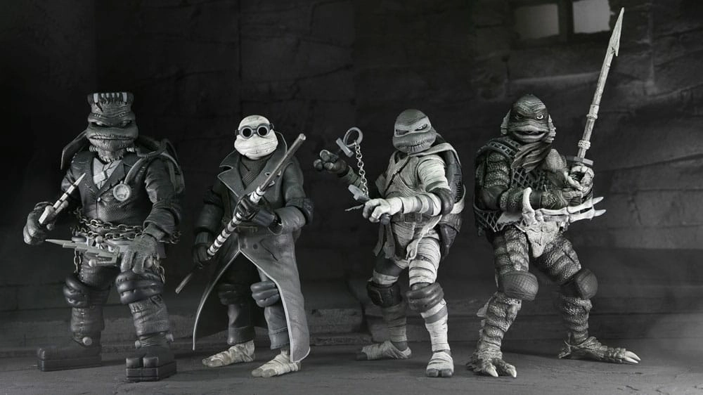 Ultimate mutant monster mash pack 4 scale action fig. 18 cm universal monsters x teenage mutant ninja turtles