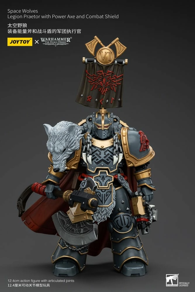 Warhammer the horus heresy figurine 1/18 space wolves legion praetor with power axe and combat shield 12 cm