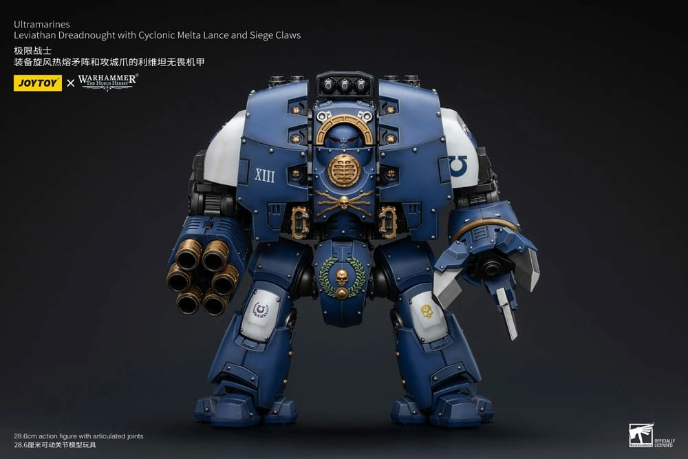 Warhammer the horus heresy figurine 1/18 ultramarines leviathan dreadnought with cyclonic melta lance and siege claws 29 cm