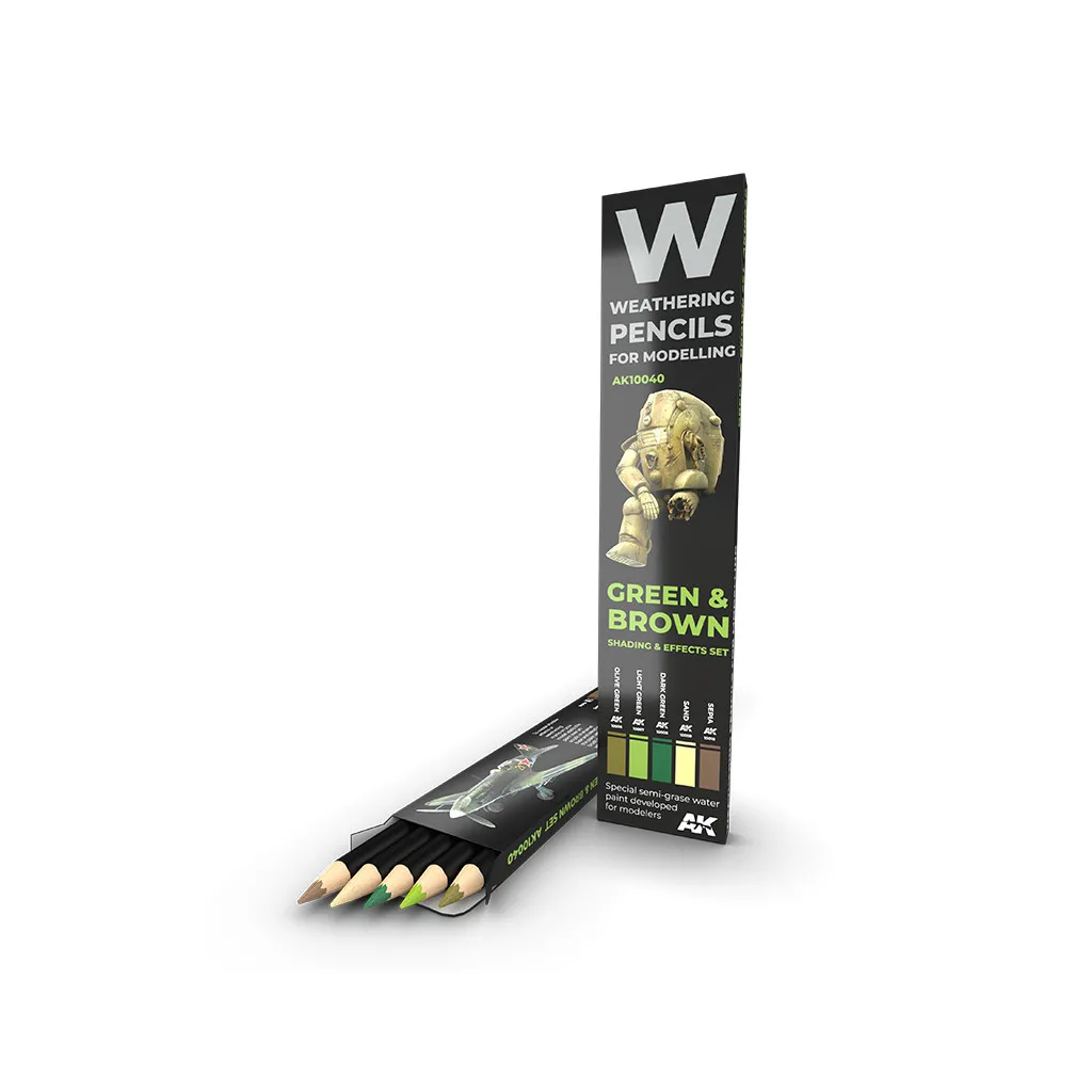 Weathering Pencils - Green & Brown: Shading & Effects Set